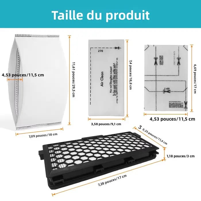 Filtre HEPA et sacs à poussière de remplacement compatibles avec les aspirateurs Miele Guard séries M1