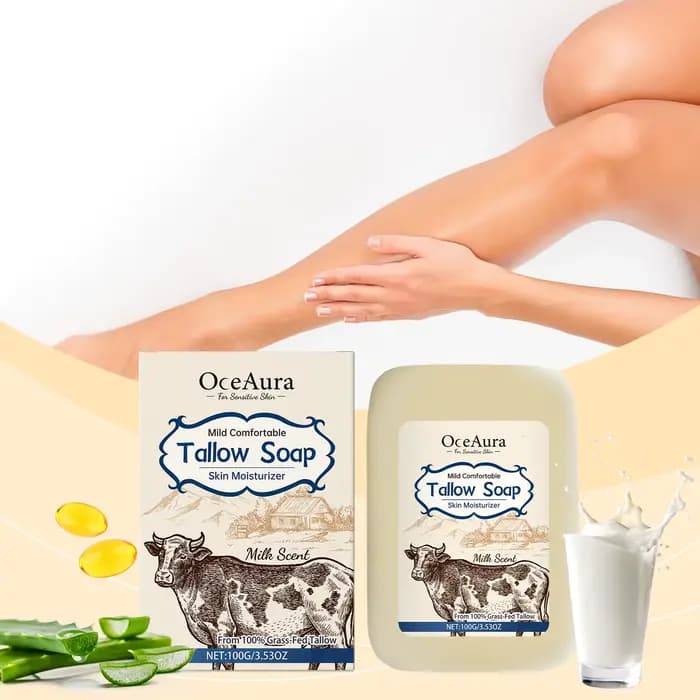 OCEAHatchTallow-Baume au Bœuf de Regina, Barre pour Peau Sensible, Hydrate, Apaise et Hydrate, 100g
