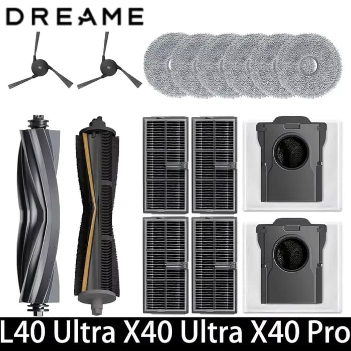Dreame X40 Ultra/X40 Pro Robot pièces de rechange brosses latérales principales chiffons de vadrouille filtres HEPA sacs à poussière accessoires