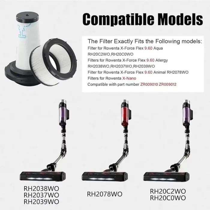 Accessoires de filtre à vide pour batterie Rowenta x-force Flex 9.60 Aqua/Animal/allergie/x-nano