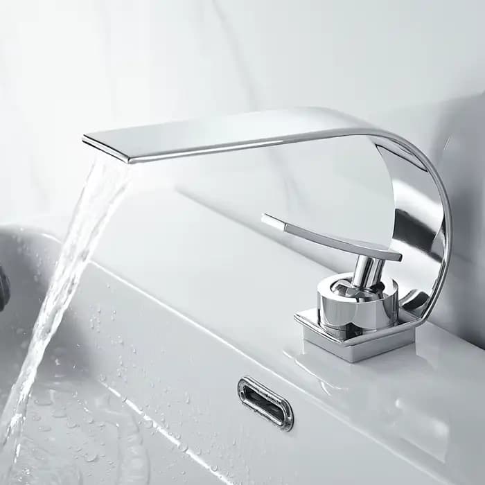 Cascade c croissant de lune courbé robinet chaud et froid lavabo créatif salle de bain toilette