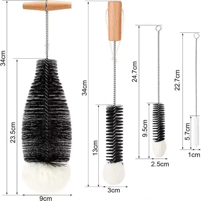 Brosse de nettoyage pour bouteilles SodaStream avec manche en bois de hêtre