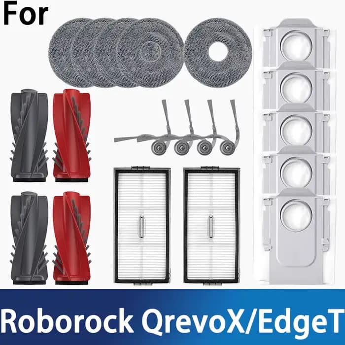 Roborock QrevoX/EdgeT Robot aspirateur brosses latérales principales tissus de vadrouille filtres HEPA sacs à poussière-ensemble d'accessoires de pièces de rechange essentielles