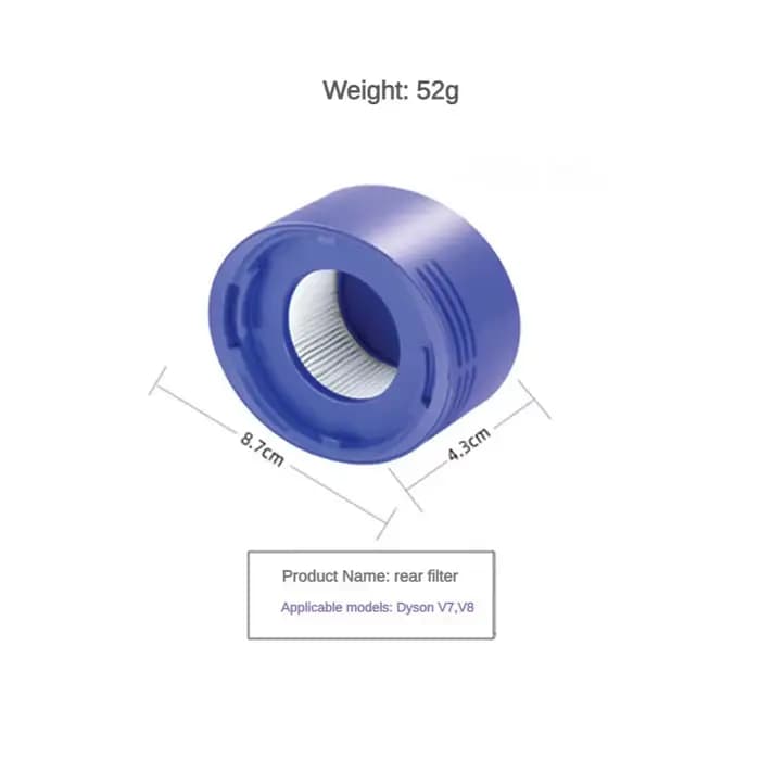 Pré-filtre et post-filtre de remplacement pour aspirateurs Dyson V7 V8