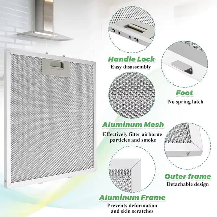 Lot de 3 filtres en maille métallique pour hotte de cuisine 320x260mm