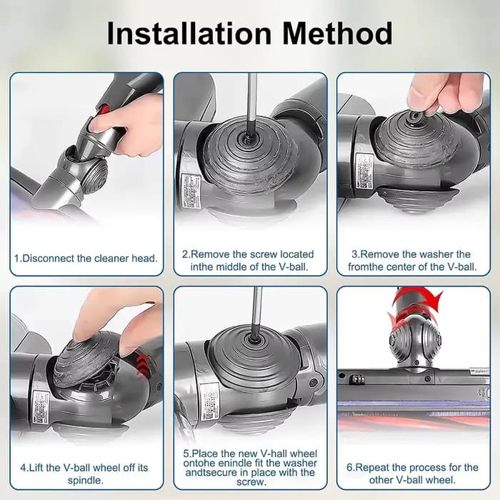 Accessoires de roue à billes en V pour aspirateur Dyson V6 V7 V8 V10 V12 DC58 DC59 DC62
