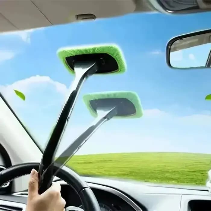 1-PC Car Window Cleaner Brush Kit with Long Handle for Windshield & Interior Cleaning