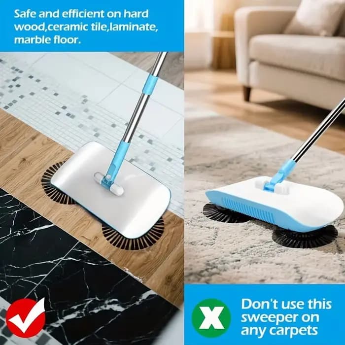 Balayeuse à pousser 3-en-1 pour le nettoyage domestique – Aspirateur humide et sec – Balai pour personne paresseuse