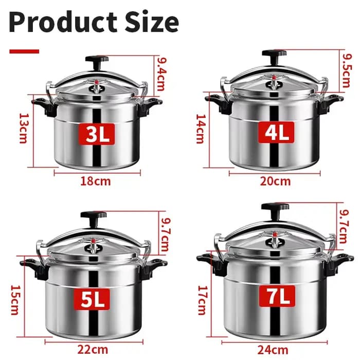 Autocuiseur en aluminium d'une capacité de 3L/4L/5L/7L uniquement pour le pot à pression antidéflagrant sûr au gaz avec couvercle de verrouillage facile