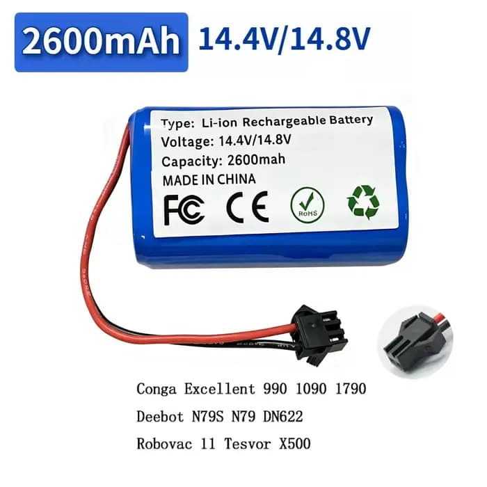Batterie au Lithium 14.4V/14.8V 2600mah Compatible avec l'aspirateur Robot