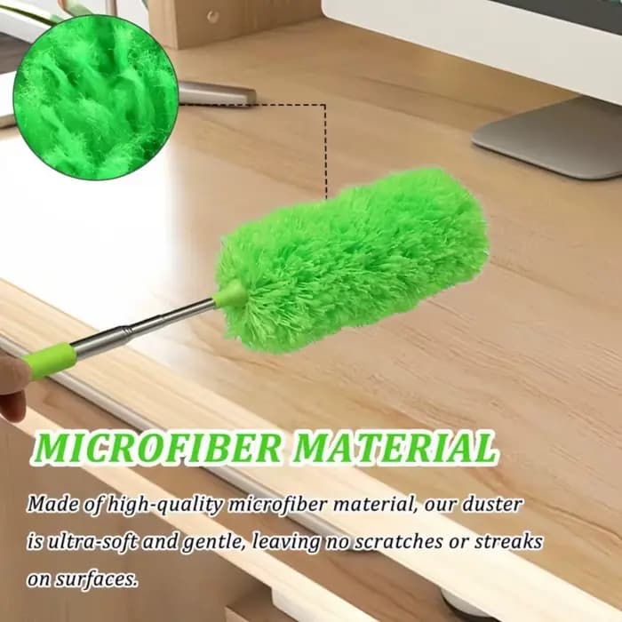 Brosse à poussière en microfibre avec manche extensible