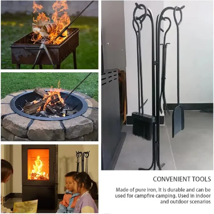 Ensemble d'outils de nettoyage de cheminée en fer lourd de haute qualité