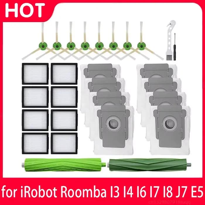 Pour iRobot Roomba I7 I7 + I3 I3 + I4 I4 + I6 I6 + I8 I8 + J7 J7 + E5 E6 E7 filtre brosse principale vadrouille tissu sac à pous