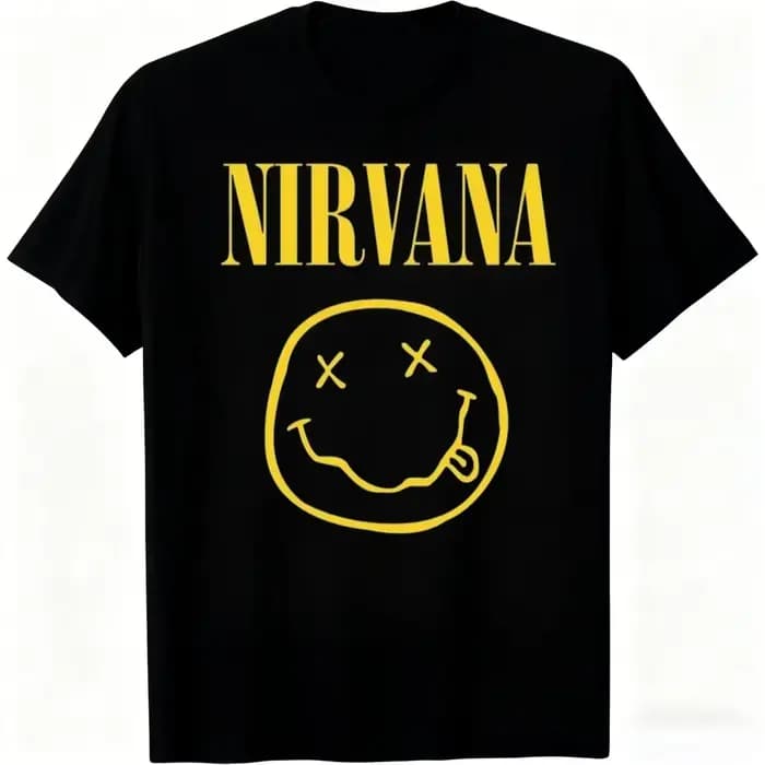 T-shirt avec Logo du groupe de rock Nirvana pour hommes et femmes, vêtements d'été 100 coton Y2K, haut surdimensionné à manches courtes, Streetwear unisexe