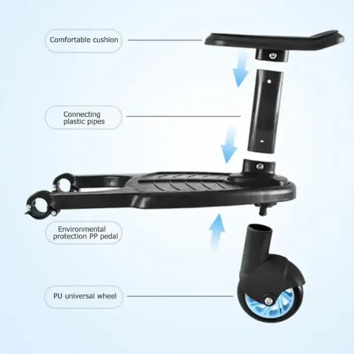 Adaptateur de pédale de poussette pour enfants, accessoire de poussette, remorque auxiliaire pour deuxième enfant, Scooter jumeaux, plaque debout avec siège