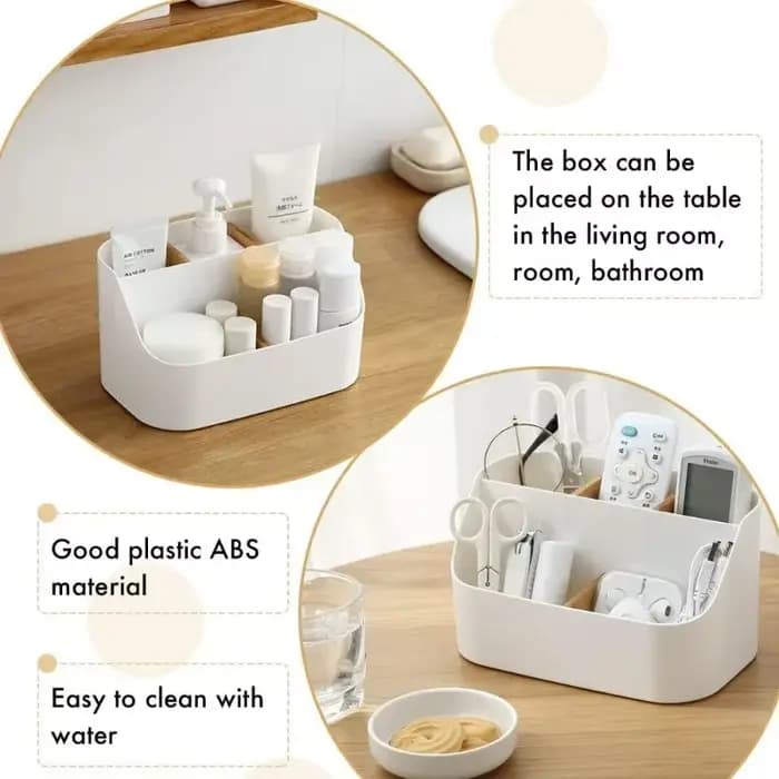 Organisateur de bureau, organiseurs et accessoires de fournitures de bureau, porte-pinceaux de maquillage, porte-télécommande avec cloison en bois mobile