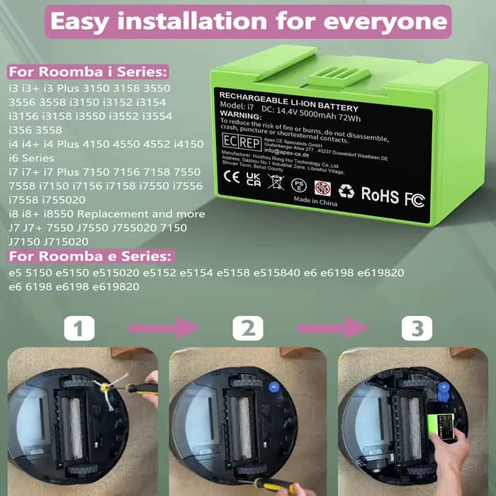 Batterie de rechange aste pour aspirateur iRobot Roomba i7