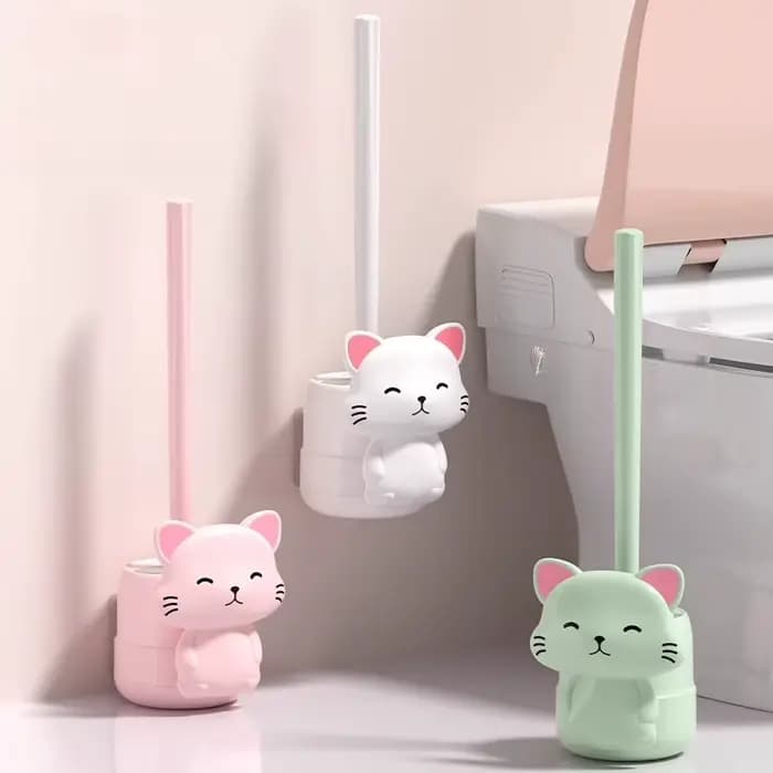 Ensemble de brosses de toilette murales en forme de chat mignon