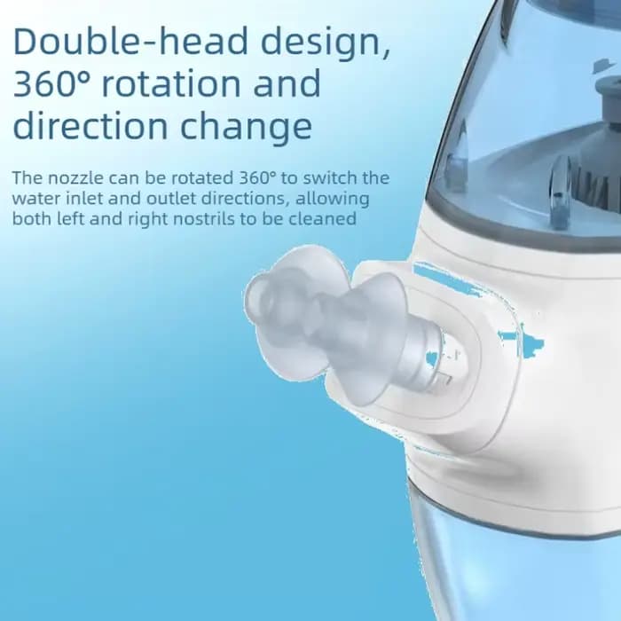 Irrigateur nasal électrique, 360 ° Nettoyage en profondeur de la cavité nasale, nettoyeur nasal électrique portable, soins quotidiens pour la santé nasale