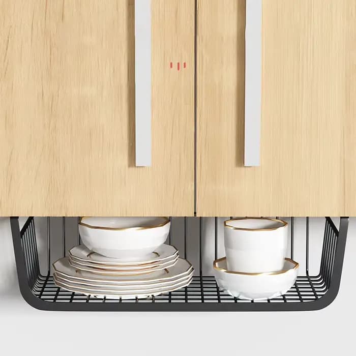 Organisateur de rangement en fil métallique avec panier suspendu pour placard