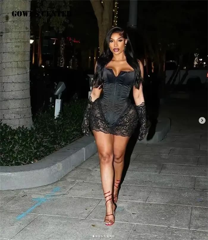 Robes de Rhcorset avec gants en dentelle pour filles, mini robe de cocktail, zones à lacets animées, conception personnalisée