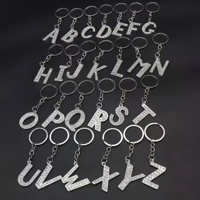 Mode charme 26 lettres anglaises A-Z Alphabet porte-clés sac de voiture cristal strass alliage nom porte-clés bijoux