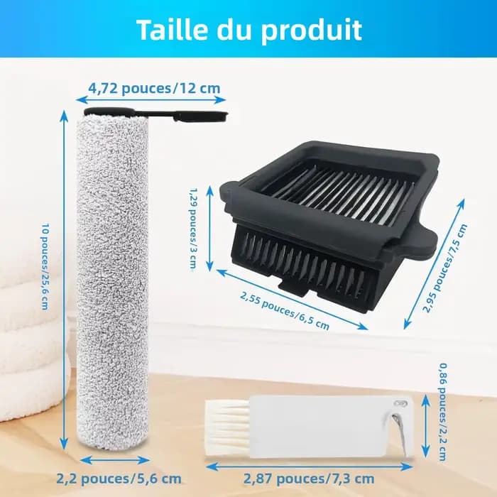 Rouleau de brosse de remplacement et filtre d'aspirateur pour aspirateur sec et humide sans fil Flashdry Smart Tineco