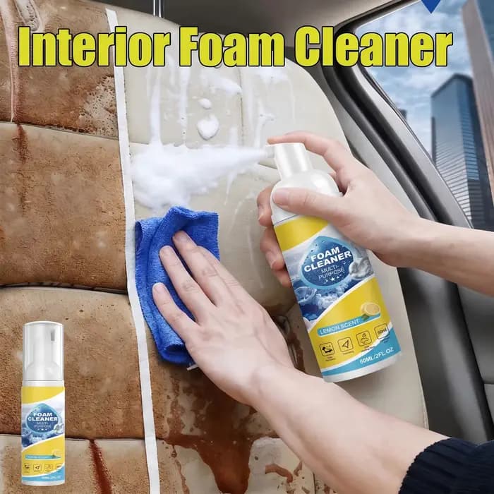 Nettoyant moussant multi-usages 2-en-1 pour sièges de voiture et éliminateur de taches sur tissus