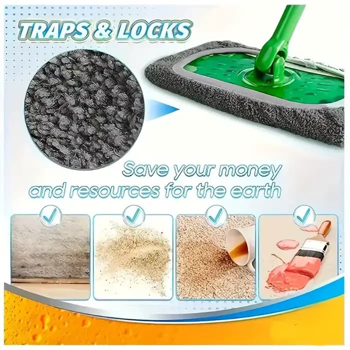 Paquet de 4 tampons de vadrouille en fibres – réutilisables