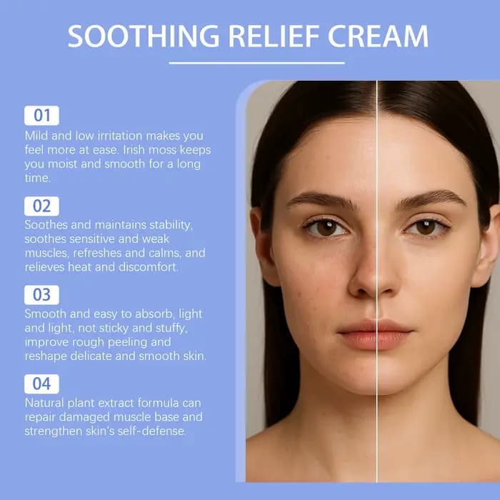 Crème Apaisante et Réparatrice pour Peaux Sensibles à la Mousse de Mer, Aloe Vera et Avoine – Soin Hydratant Confortable pour Peaux Sèches et Réparateur de Barrière Cutanée