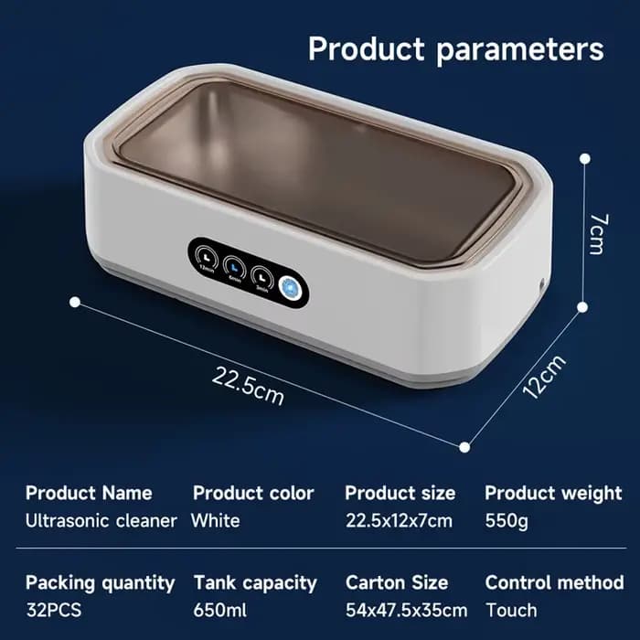 Nettoyeur à ultrasons de grande capacité réglable de 650 ml