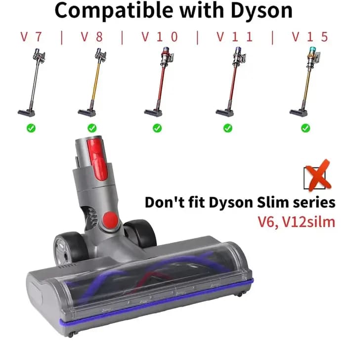 Tête de brosse à rouleaux pour aspirateur sans fil Dyson V7 V8 V10 V11 V15, accessoires, tête motorisée à dégagement rapide avec phare LED
