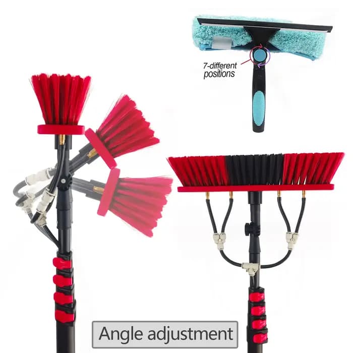 Brosse télescopique de 12/15 pieds alimentée par l'eau avec kit raclette