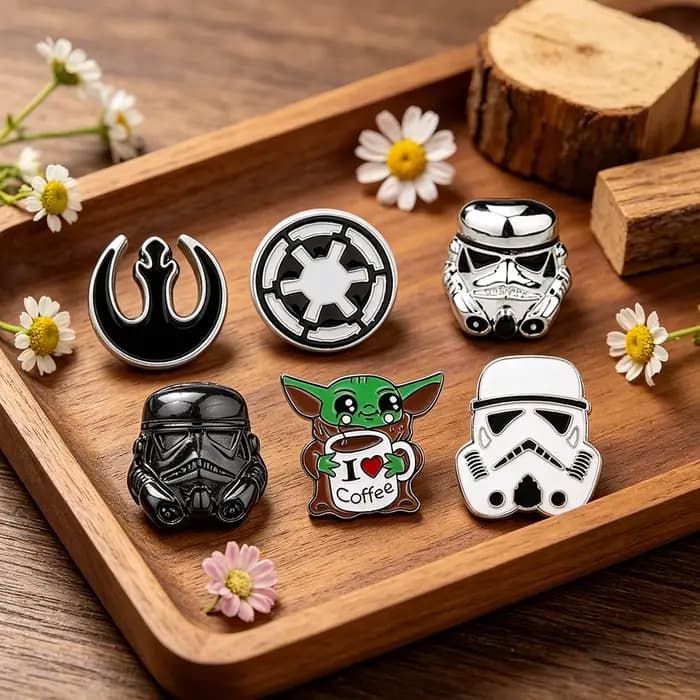 Épinglette en émail Star Wars - Figurine Mandalorian, Yoda, Bébé Stormtrooper, Badge en métal Kawaii, Broche, Bijou mignon, Accessoire de décoration