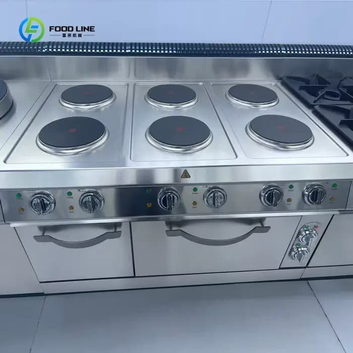 Machine de cuisson électrique pour frire, pour friteuse commerciale, cuisine commerciale, cuisinière à 6 brûleurs en acier inoxydable