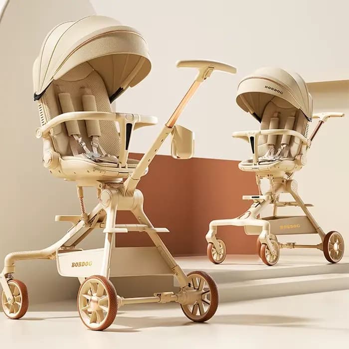 Poussette pour bébés, peut s'asseoir ou s'allonger, légère, pliage en un clic, poussette pour enfants à vue dégagée avec plateau et repose-pieds