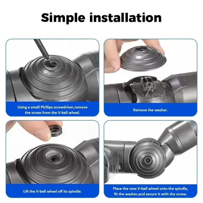 Roue V-Ball pour aspirateur sans fil Dyson V6 V7 V8 V10 V11 V12 20W 35W 50W, roues de remplacement pour tête de nettoyage à entraînement direct, pièce d'outil