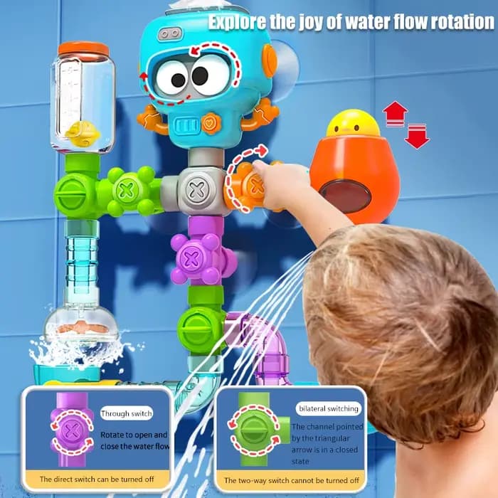 Jouets de bain pour bébé avec ventouses fortes, Tubes Spinner, ensemble de jeu d'eau, piscine de douche pour enfants en bas âge, cadeaux pour enfants de 3 ans