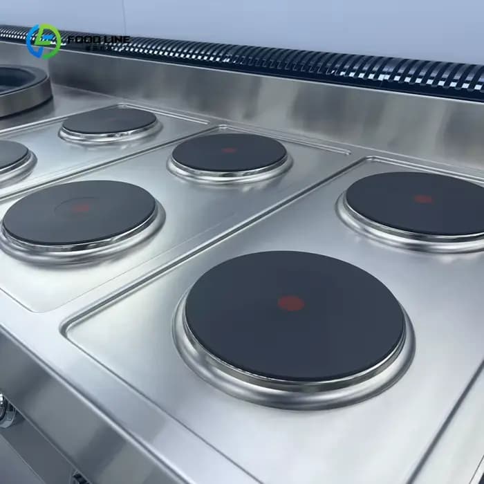 Machine de cuisson électrique pour frire, pour friteuse commerciale, cuisine commerciale, cuisinière à 6 brûleurs en acier inoxydable