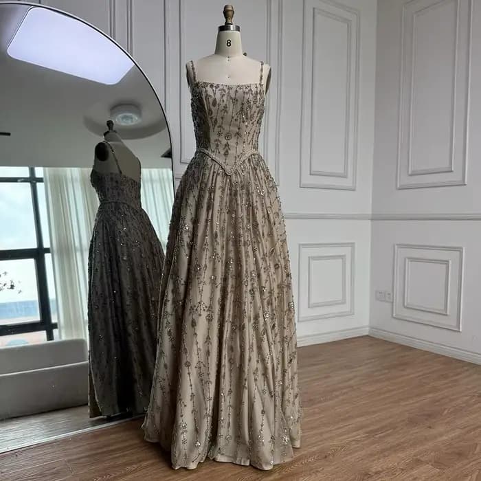 Robes de soirée arabes vert sauge de luxe pour femmes, robes de soirée de mariage, LA72805, Serene Hill, personnalisées, 2025