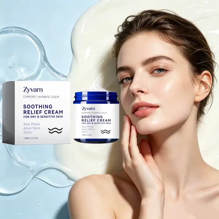 Crème Apaisante et Réparatrice pour Peaux Sensibles à la Mousse de Mer, Aloe Vera et Avoine – Soin Hydratant Confortable pour Peaux Sèches et Réparateur de Barrière Cutanée