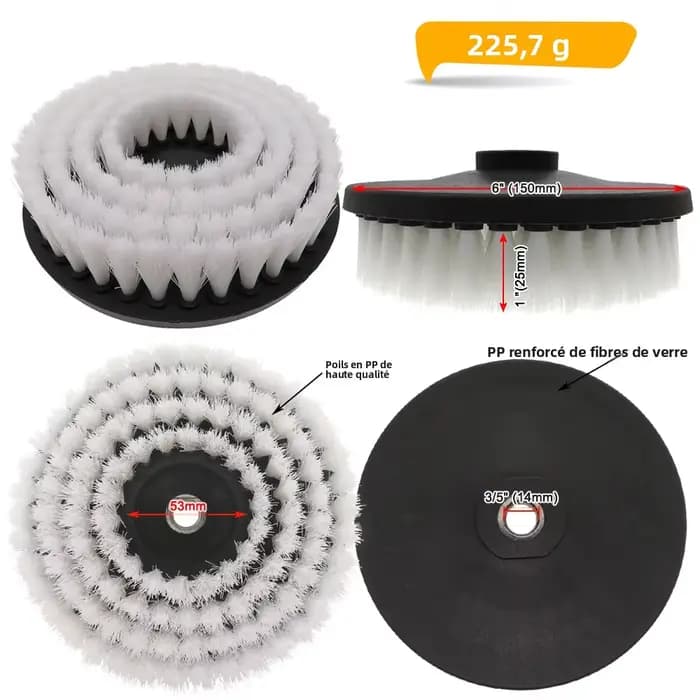 Brosse de nettoyage électrique creuse de 6 pouces