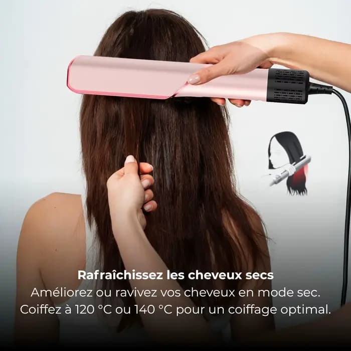 Sèche-cheveux d'été 2-en-1 avec air froid et chaud, lisseur et fer à boucler