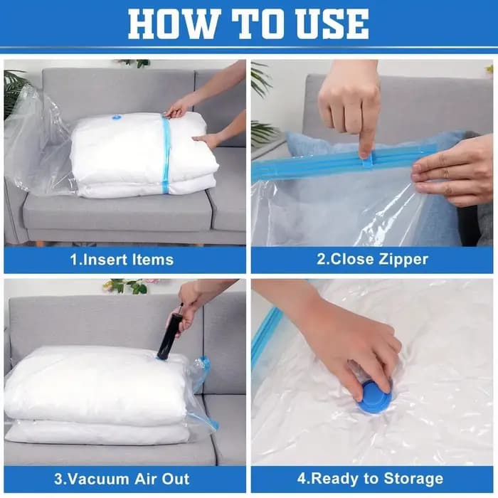Lot de 3/5/10 Sacs de Rangement sous Vide pour Vêtements et Literie