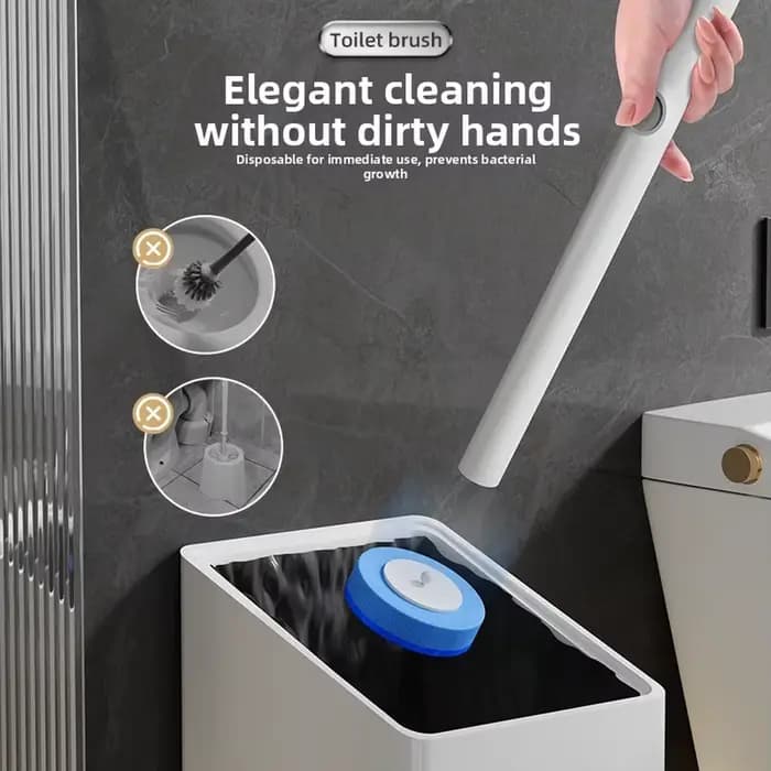 Brosse de toilette jetable murale avec installation sans perçage et solution de nettoyage intégrée