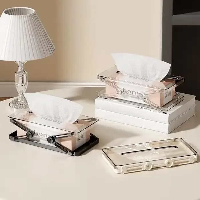 Accessoire domestique pratique : boîte à mouchoirs haute et à ressort pour un usage sur bureau
