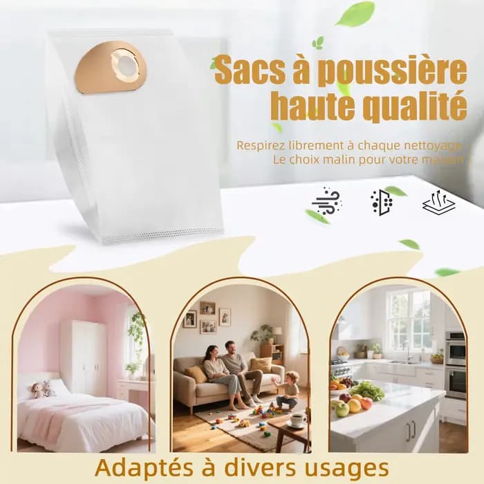 10 sacs d'aspirateur pour aspirateurs secs et humides Nilfisk Buddy II