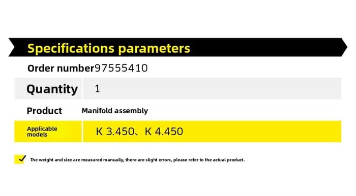 Convient pour l'ensemble de collecteur de laveuse haute pression KARCHER K3.450 K4.450