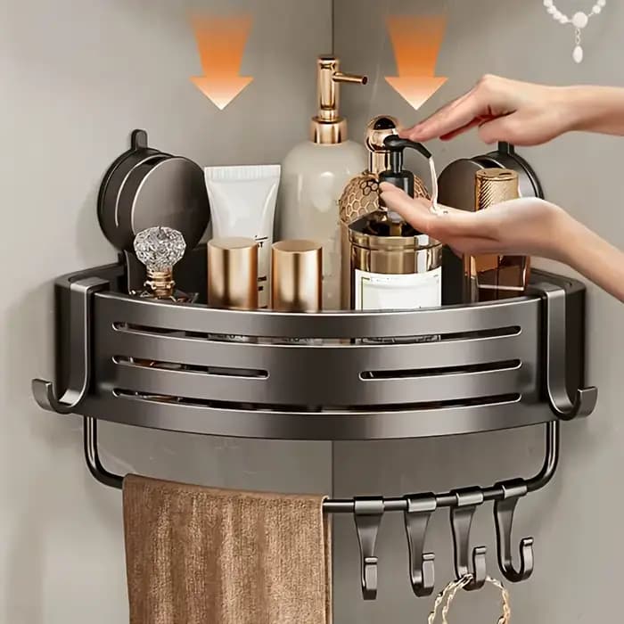 Support de salle de bain à ventouse peu encombrant