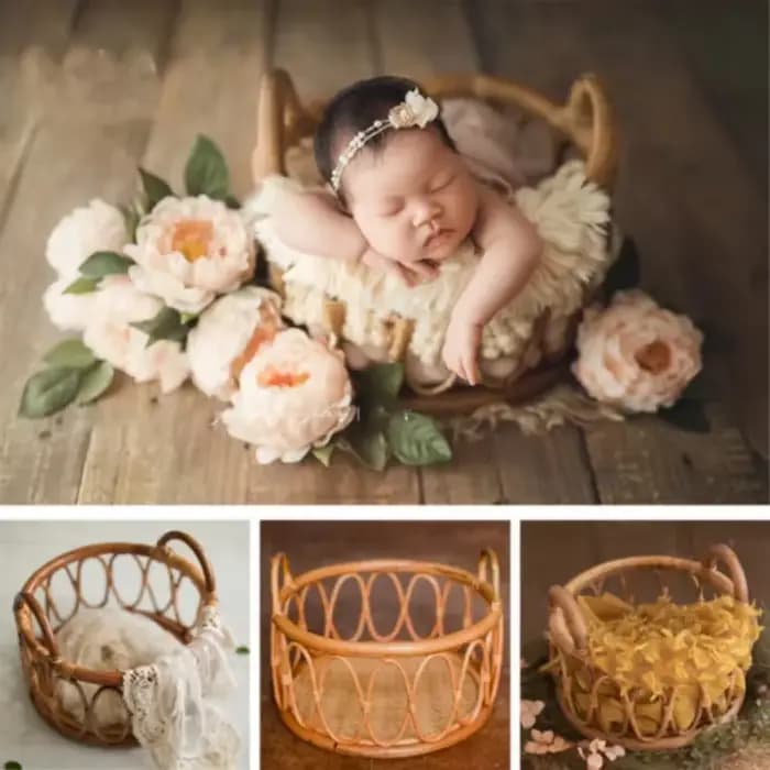 Mir en Rotin pour Bébé, Accessoires de Photographie, Chaise en Bambou, pour Nouveau-né